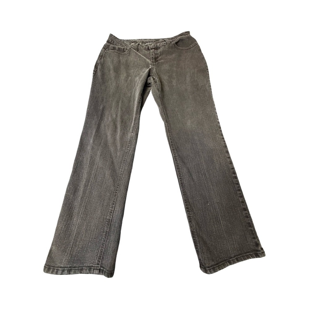Faded Glory Jeans Women 14P Gray Straight Leg Stretch Denim Mid Rise Casual